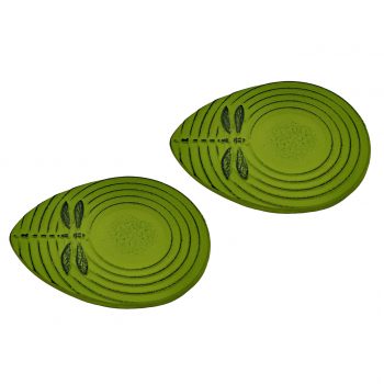 Teaology Cast Iron Coasters Set of 2 Dragonfly Green