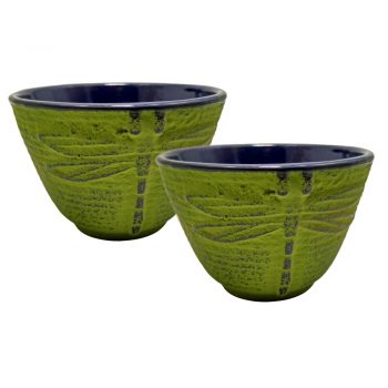 Teaology Cast Iron Tea Cups Set of 2 Dragonfly Green 120ml