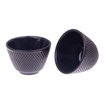 Teaology Cast Iron Tea Cups Set of 2 Fine Hobnail Black 120ml