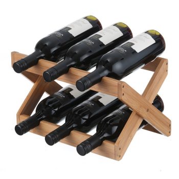 LTW Bamboo 6 Bottle Folding Wine Rack