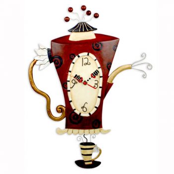 Allen Designs Steamin' Tea Coffee Pot Pendulum Clock