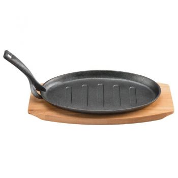 11861 Pyrolux Pyrocast Oval Sizzle Plate 27x18cm with Maple Tray