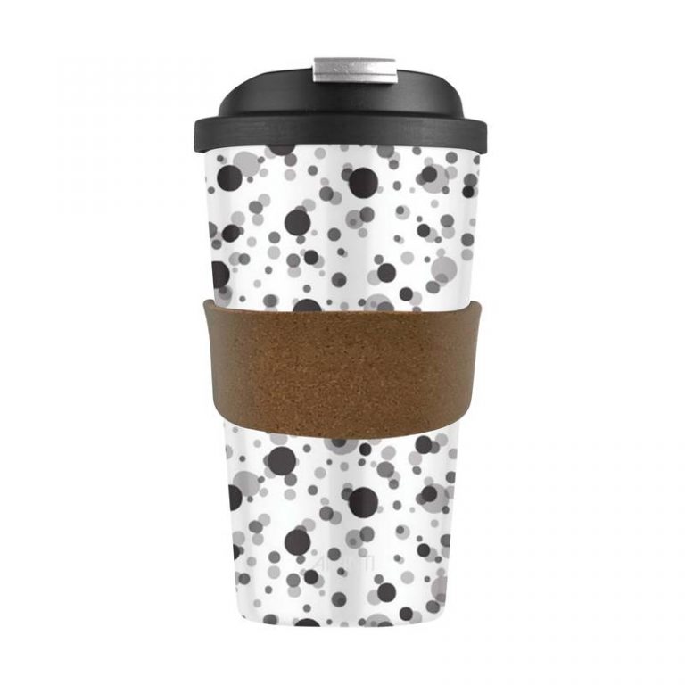 14304 Bamboo Fiber Cup with Cork Band, 420ml – Spotty