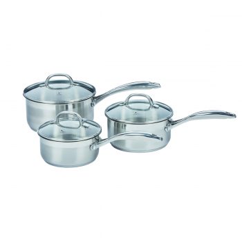 3 piece premium steel saucepan set