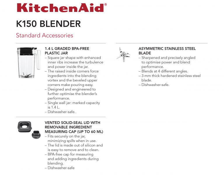 K150 Blender KSB1325 Accessories