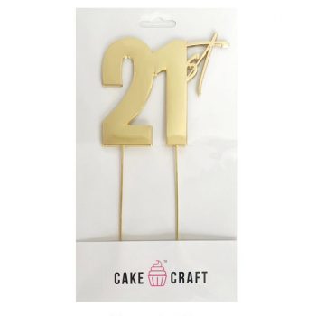 Cake Craft Gold Metal Cake Topper 21st 9cm