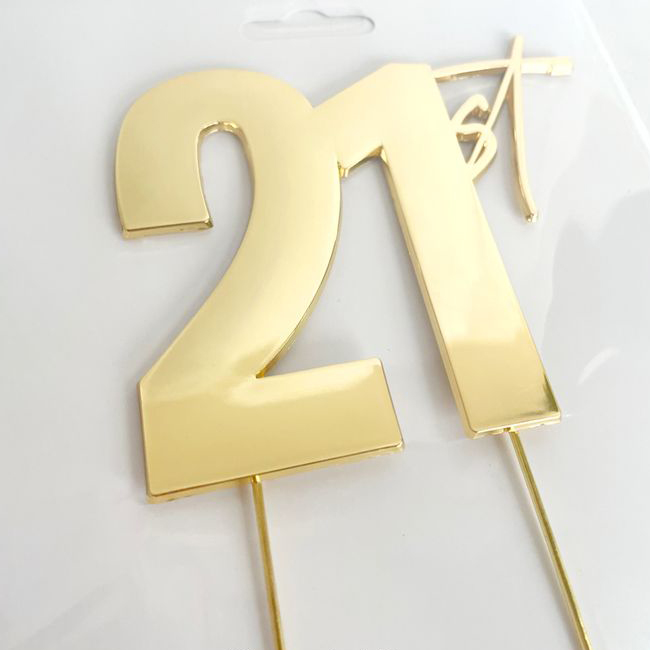 Cake Craft Gold Metal Cake Topper 21st 9cm - Chef's Complements