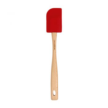 Chasseur Silicone Medium Spatula with Wooden Handle Red