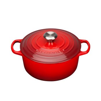 Le Creuset Signature Cast Iron Casserole Round 24cm (13 Colours) - Cerise