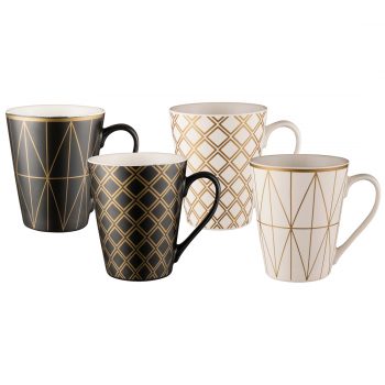Bundanoon Conical Mugs 400ml Set 4 Geotalics