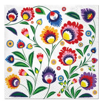PAW Decor Lunch Napkins 33cm Polish Folk Pack of 20