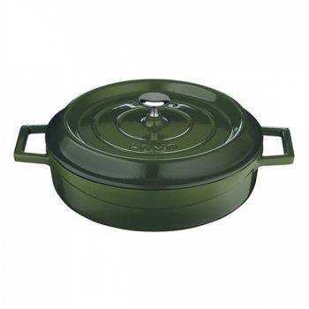 Lava Cast Iron Low Round Casserole Green 28cm / 3.5L