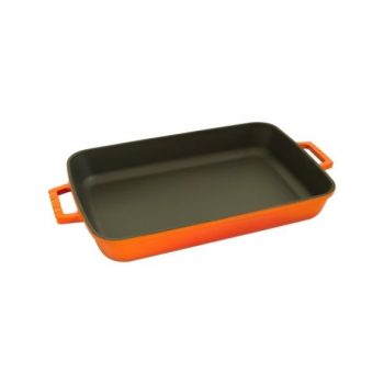 Lava Cast Iron Rectangular Roaster Dish Orange (2 Sizes)