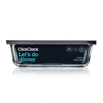 ClickClack Cook+ Heatproof Glass Container Rectangle Grey (3 Sizes)