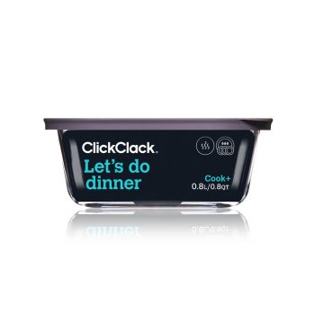ClickClack Cook+ Heatproof Glass Container Square Grey (3 Sizes)