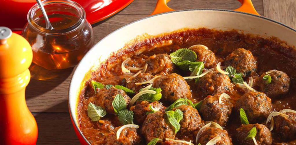 Lamb and Mint Meatballs in Chermoula Tomato Sauce by Le Creuset