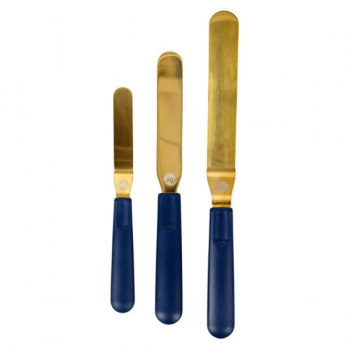 Wilton Navy Blue & Gold Icing Spatulas Set of 3