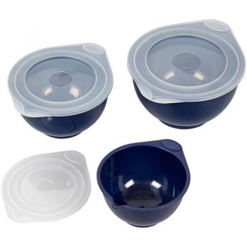 Wilton Navy Blue Covered Bowl 3-Piece Set with Lids