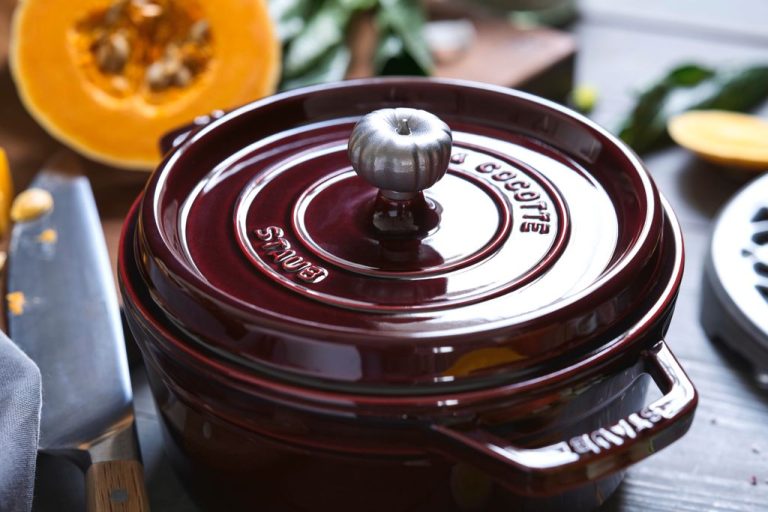 Staub Cocotte, 9 Qt. Cast Iron Round French Oven - Grenadine - Yahoo  Shopping