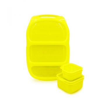 Goodbyn Neon Bynto 3 in 1 Lunch Box with Dipper Set (6 Colours) - Neon Yellow