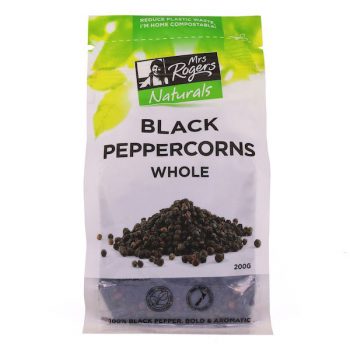 Mrs Rogers Naturals Black Peppercorns Whole 200g
