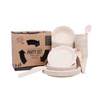 White Magic Eco Basics Biodegradable Party Set 140 Piece