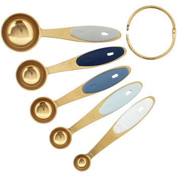 Wilton Navy & Gold Nesting Measuring Spoons with Snap-On Ring Set of 5