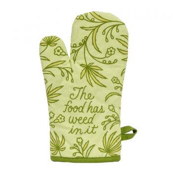 Blue Q Novelty Single Oven Glove 'The Food Has Weed In It'
