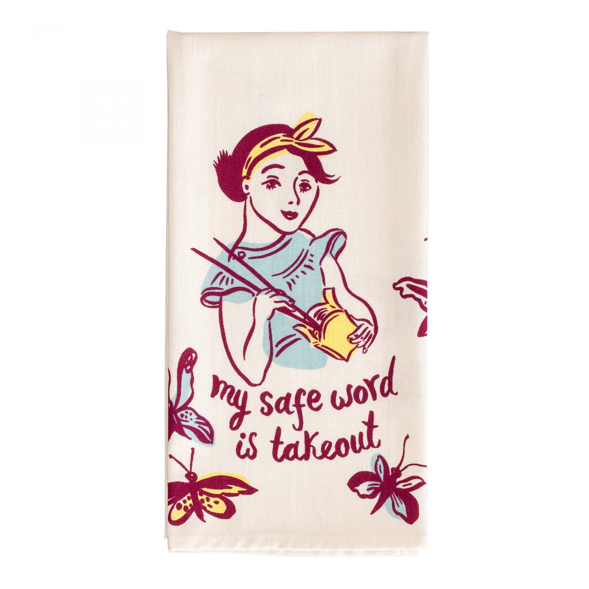 Blue Q Novelty Tea Towel ‘My Safe Word Is Takeout’ Product Image 0