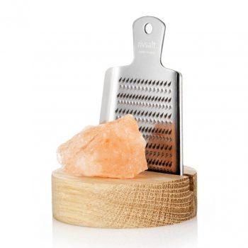 Rivsalt Original Himalayan Pink Salt - Stainless Steel Grater with Oak Stand