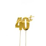 Cake & Candle Gold Metal Cake Topper 40th