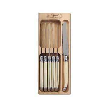 André Verdier Laguiole Debutant Table Knife Set of 6 Ivory