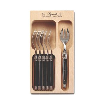 André Verdier Laguiole Debutant Cake Fork Set of 6 Black