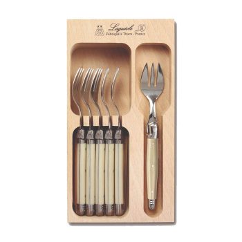 André Verdier Laguiole Debutant Cake Fork Set of 6 Ivory