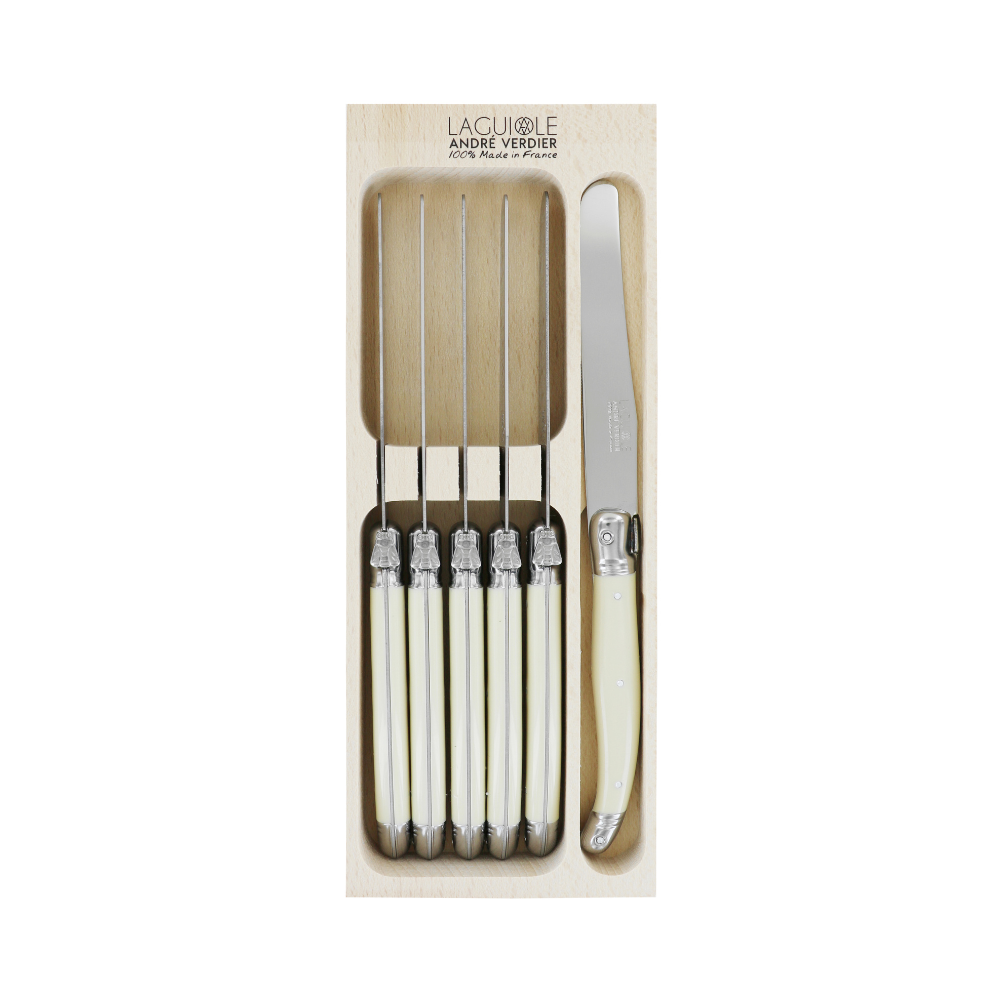 André Verdier Laguiole Debutant Table Knife Ivory Set of 6