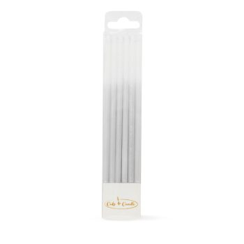 Cake & Candle Ombre Cake Candles Silver Pack of 12
