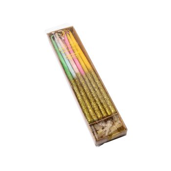 Cake & Candle Rainbow Glitter Dipped Tall Cake Candles Pack of 12