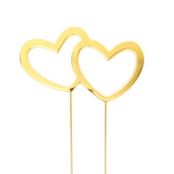 Gold-Plated Double Heart Cake Topper