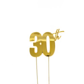 Cake & Candle Gold Metal Cake Topper 30th