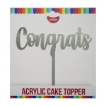 GoBake Acrylic Cake Topper Congrats Silver