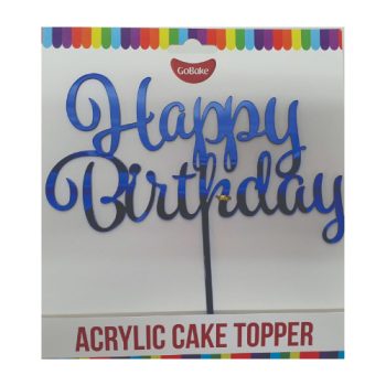 GoBake Acrylic Cake Topper Blue Happy Birthday