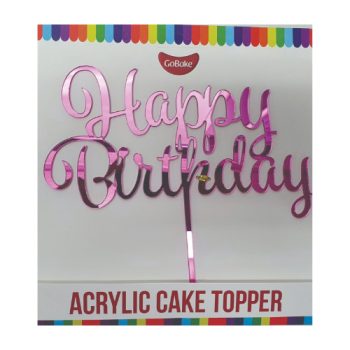 GoBake Acrylic Cake Topper Pink Happy Birthday