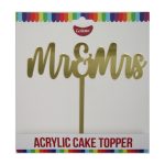 GoBake Acrylic Cake Topper Gold Mr & Mrs