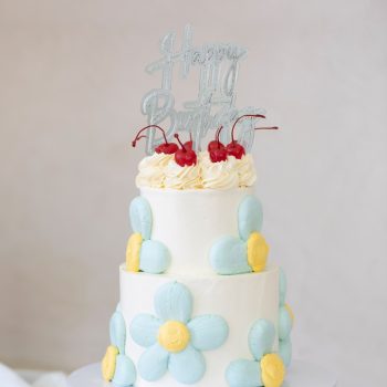 Cake & Candle Light Blue Acrylic Cake Topper Happy Birthday