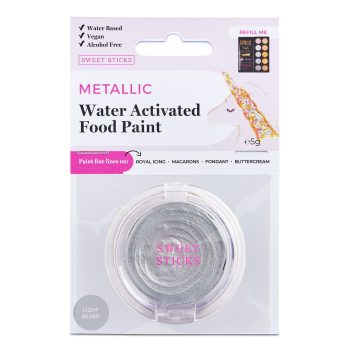 Sweet Sticks Water Activated Metallic Food Paint Light Silver 5g