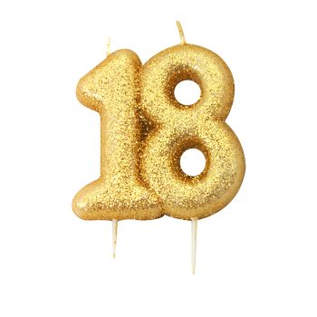 Gold Glitter Moulded Pick Candle 18