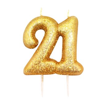 Gold Glitter Moulded Pick Candle 21
