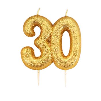 Gold Glitter Moulded Pick Candle 30