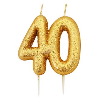 Gold Glitter Moulded Pick Candle 40