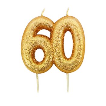 Gold Glitter Moulded Pick Candle 60